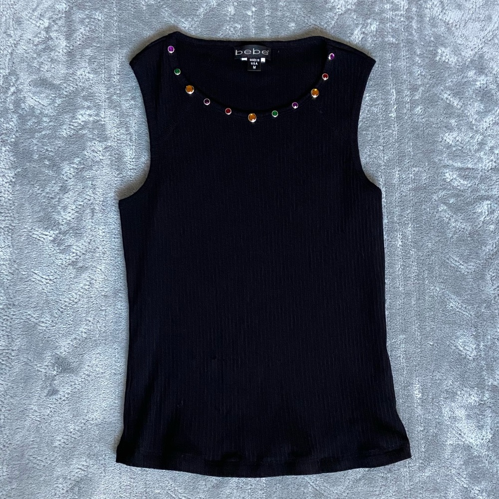 Vintage Bebe Jewel Ribbed Crop Top